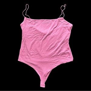 Naked Wardrobe Fine Lines Square Neck Women's Bodysuit One Piece Pink 3XL NWT